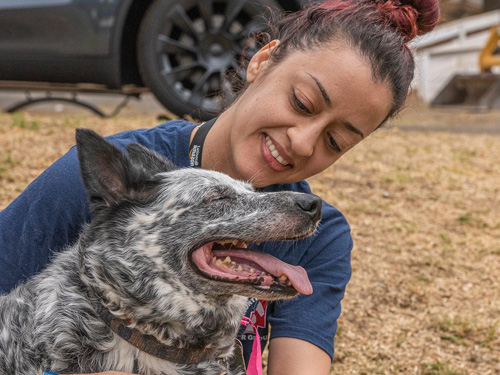 Happy woman with happy dog